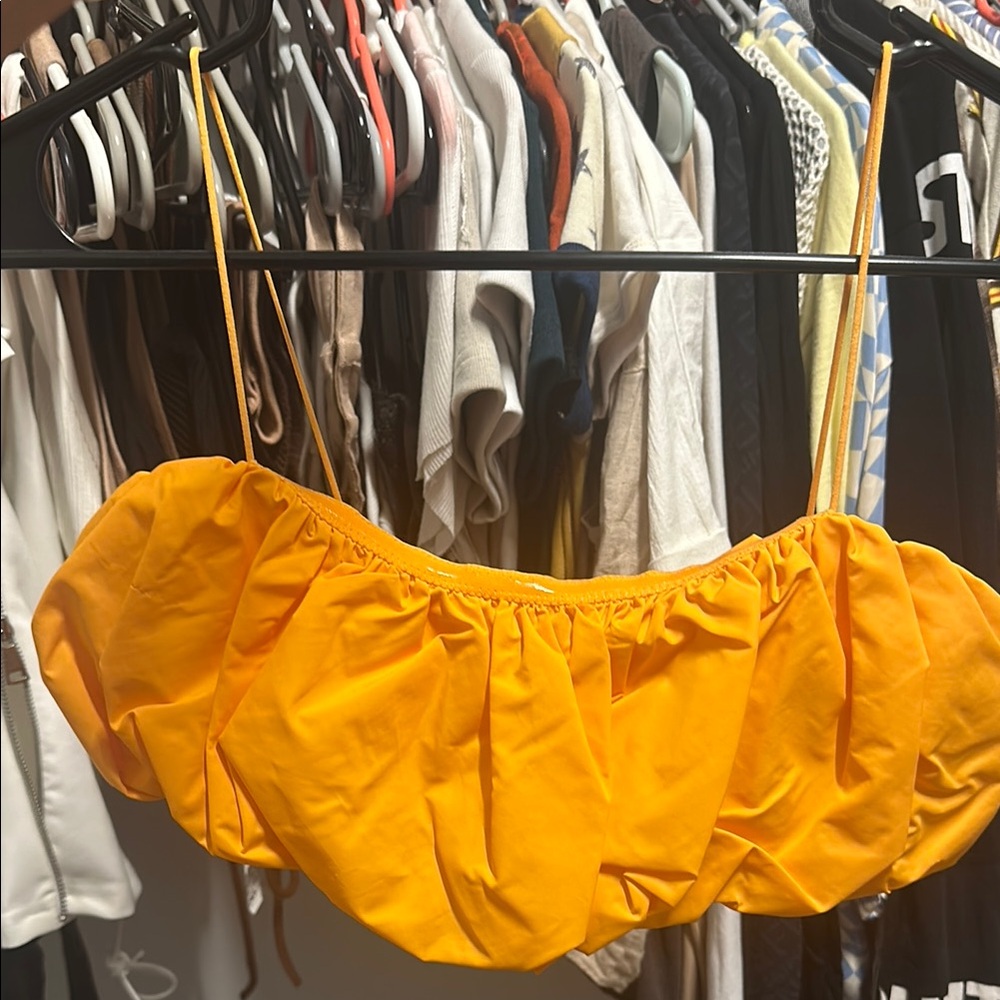 Vibrant Orange Strapless Top